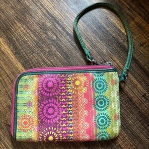 Fossil Pink and Green Boho Chic Clutch